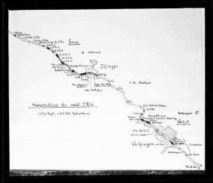 Planung im Raum Vaihingen an der Enz; Abbrechen des Gefechts und Rückzug: Marschskizze Vaihingen/Enz - Illingen des verst. J.R. 13
