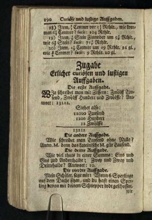 Zugabe: Etlicher curioesen und lustigen Auffgaben