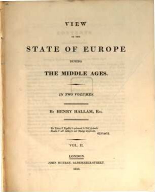 View of the state of Europe during the Middle ages, 2