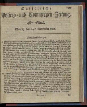 48tes Stück. Montag den 24ten November 1806
