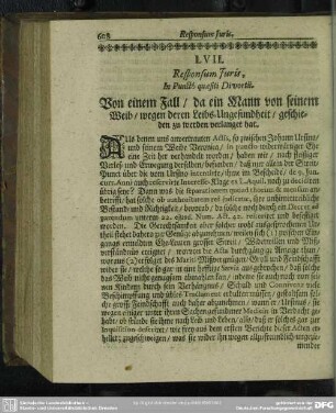 LVII. [Responsum Juris, in Puncto quaesiti Divortii]