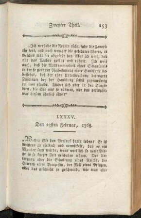 LXXXV. Den 23sten Februar, 1768