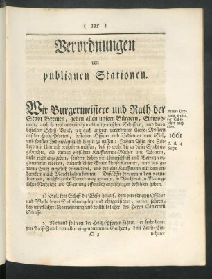 Verordnungen von publiquen Stationen