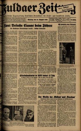 Ausgabe vom Montag, den 14. August 1939.