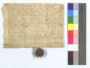 [Text = U / 1321 November 15]. Mit Eid besagt vor H[einrich] von Rodenstein, Kämmerer, Emercho, Schultheiß, und den Richtern Salmannus, Volkmarus und Thulmannus. "1322 feria quarta post octavam Epiphanie domini in republica que ungebodending vulgariter nuncupatur."