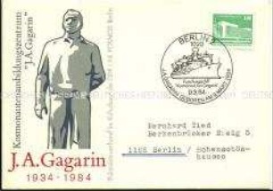 Postkarte zum 100. Geburtstag von Juri Gagarin