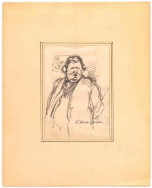 Figurenstudie : Bruststück eines Mannes; Privatsammlung G. Kleinhempel, signiert; im Passepartout