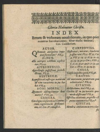 Index Rerum & verborum notabiliorum [...]