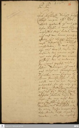 Brief von August Hermann Francke an Sophie Christiane v. Brandenburg-Bayreuth.