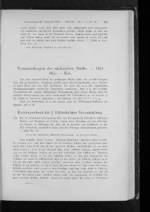 Versammlungen der sächsischen Städte. - 1464 Okt. - Nov.