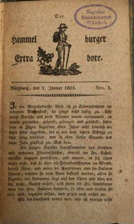 Der Hammelburger Extrabote : ein fränkisches Tageblatt für Stadt- und Landbewohner. 1823, Nr. 1 - 35