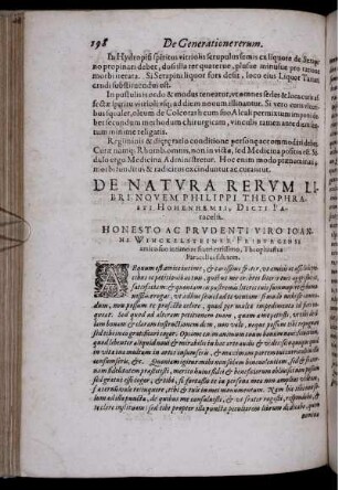 De Natura Rerum Libri Novem Philippi Theophrasti Hohenhemii, Dicti Paracelsi