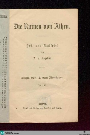 Die Ruinen von Athen : Fest- und Nachspiel; Op. 113