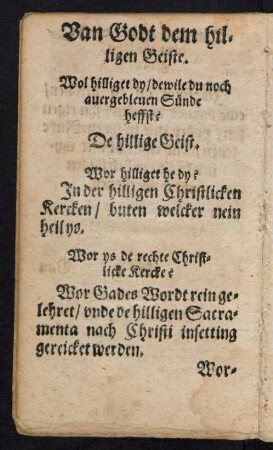 Van Godt dem hilligen Geiste.