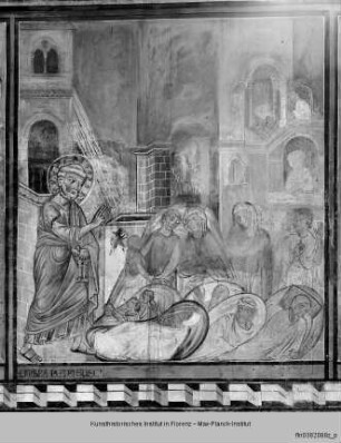 Szenen aus dem Leben der Apostel Petrus und Paulus und zur Silvesterlegende sowie Papstbildnisse : Schattenheilung Petri