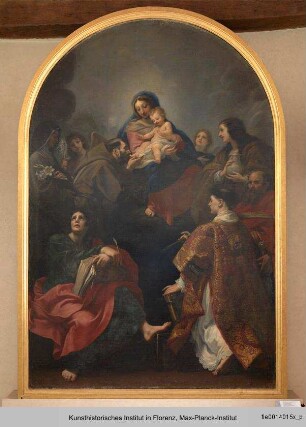 Maria mit Kind und den Heiligen Klara, Franziskus, Johannes Evangelista, Stephanus, Maria Magdalena und Paulus