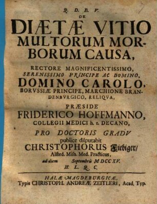 De Diætæ Vitio Multorum Morborum Causa