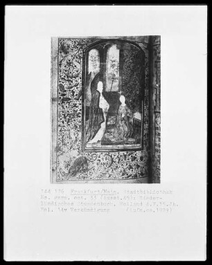 Ms. germ. oct. 33 (Ausst. 45): Niederländisches Stundenbuch, folio 14 verso, Verkündigung