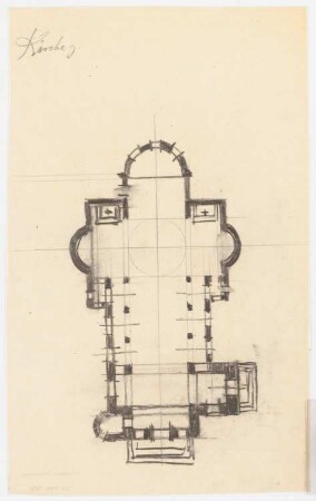 St. Antonius Einsiedler (mit Pfarrhaus), Heggen Erweiterung: Grundrissskizze und Ansicht