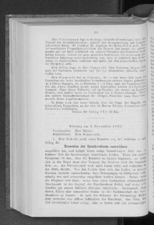 Sitzung am 3. November 1885.