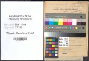Entnazifizierung Hermann Josef Werner , geb. 29.01.1893 (Maschinenmeister)