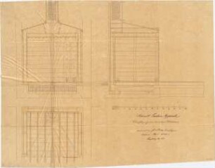 Voit, August von; verschiedene Maschinen - und Konstruktionsstudien - Trockenapparat mit Dampfheizung u. Aspirations - Ventilation (Grundriss, Schnitte)