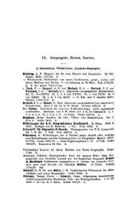 IX. Geographie, Reisen, Karten
