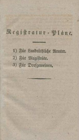 Registratur-Pläne.