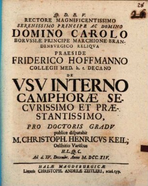 De usu interno camphorae securissimo et praestantissimo