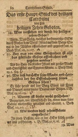 Das erste Haupt-Stück des heiligen Catechismi von den heiligen Zehen Geboten. (Mit handschriftlichen Notizen)