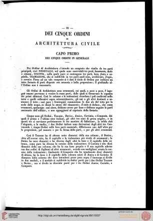 Dei cinque ordini di architettura civile: Capo primo