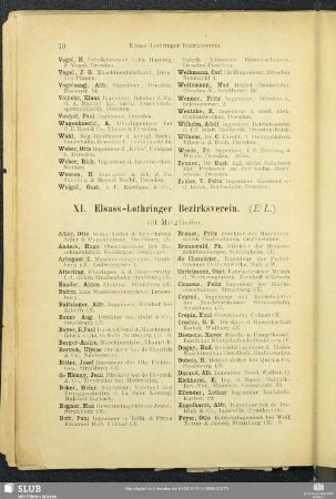 XI. Elsass-Lothringer Bezirksverein.