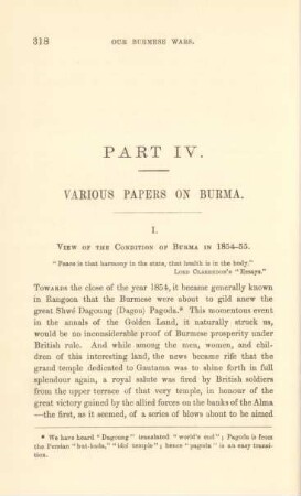 Part IV. Various papers on Burma