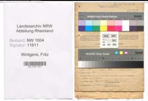 Entnazifizierung Fritz Wintgens , geb. 17.07.1898 (Arbeiter)