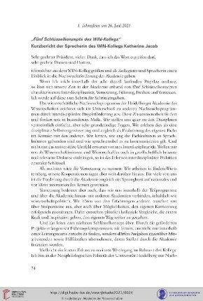 Fünf Schlüsselkonzepte des WIN-Kollegs : Kurzbericht der Sprecherin des WIN-Kollegs Katharina Jacob