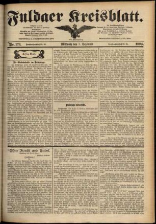 Erste Ausgabe vom Mittwoch, den 07. Dezember 1904.