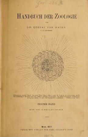 Handbuch der Zoologie, 1. Protozoa, Coelenterata, Echinodermata und Vermes