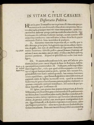 In Vitam C. Julii Cæsaris Dissertatio Politica.
