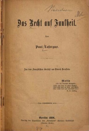 Das Recht auf Faulheit