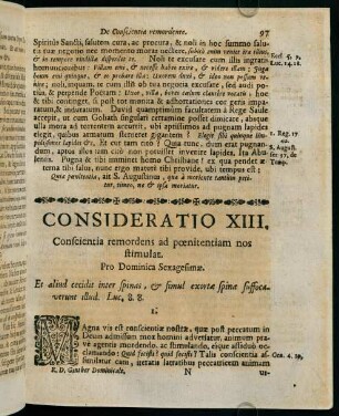 97-104, CONSIDERATIO XIII. Conscientia remordens ad poenitentiam nos stimulat.