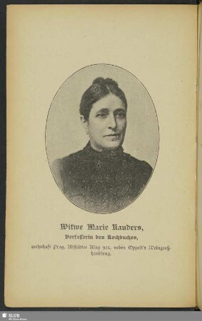 Witwe Marie Kauders, Verfasserin des Kochbuches