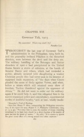 Chapter XVI. Governor Taft, 1903