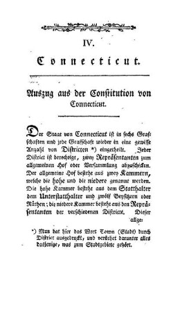IV. Connecticut - Auszug aus der Constitution von Connecticut