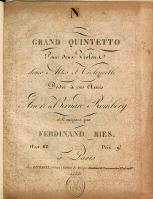 Grand quintetto pour deux violons, deux altos et violoncelle : oeuv. 68