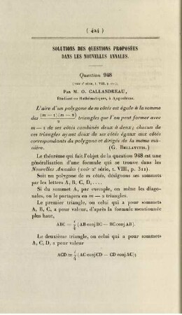Solution de questions proposées dans les nouvelles annales.