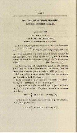 Solution de questions proposées dans les nouvelles annales.