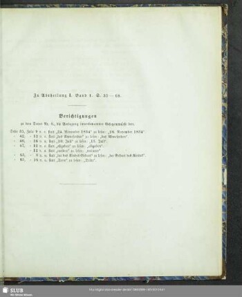 Berichtigungen [zu Abtheilung 1, Band 1, S. 35-68]