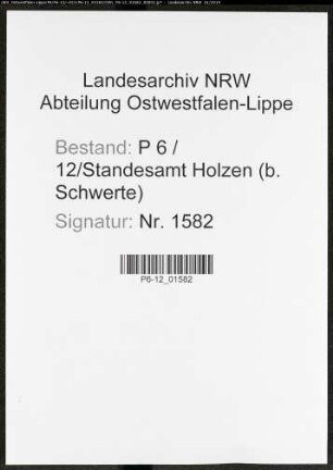 Sterberegister Standesamt Holzen bei Schwerte