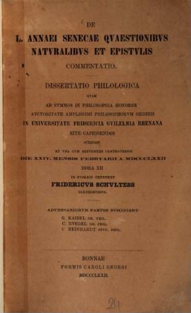 De L. Anuaei Senecae quaestionibus naturalibus et epistulis commentatio