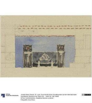 St. Louis, Sommersitz eines Kunstfreundes auf der internationalen Ausstellung, Musikzimmer, Raum 26, Vorentwurf mit Aufriss der Südostwand